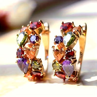 Elegant Multi Colored Zirconia Teardrop Shape Earrings