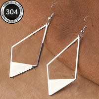 Modern Stainless Steel Geometric Diamond Drop Earrings