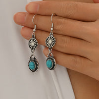Bohemian Turquoise & Silver Floral Necklace and Bracelet Set