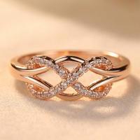 Copper Ring Zirconia Retro Golden Plated