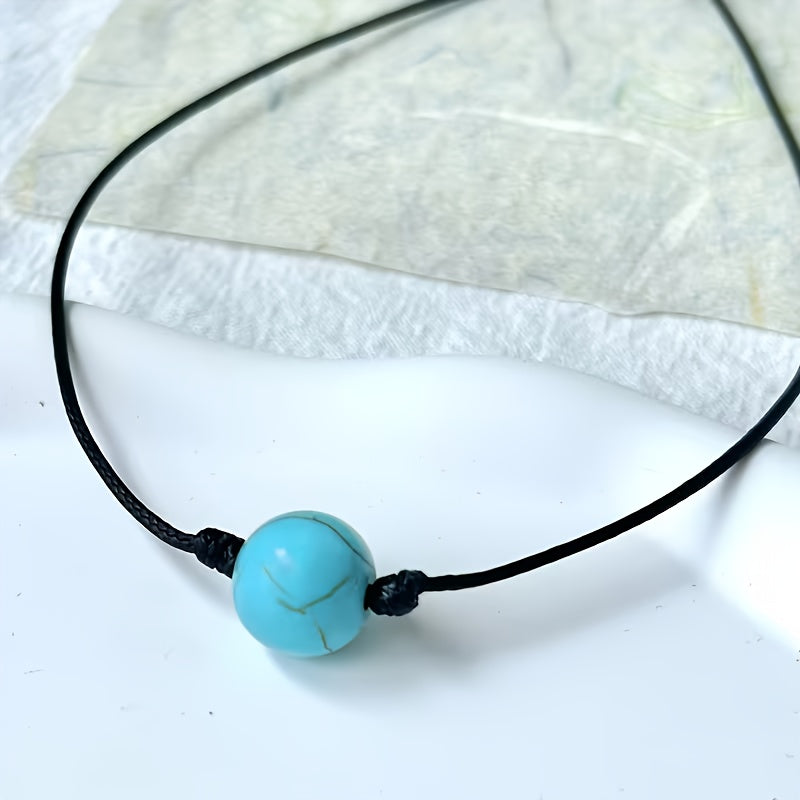Bohemian Turquoise Stone Bead Adjustable Necklace