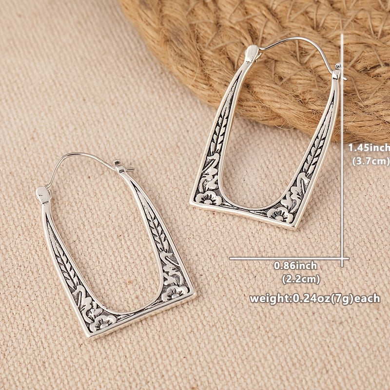Vintage Boho Design&nbsp;U-Shape Floral Earrings