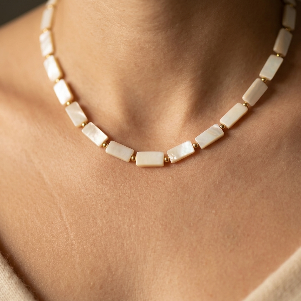 Natural Stone Geometric Ocean Beadwork Necklace