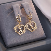 Dainty Initial Heart Hoop Earrings