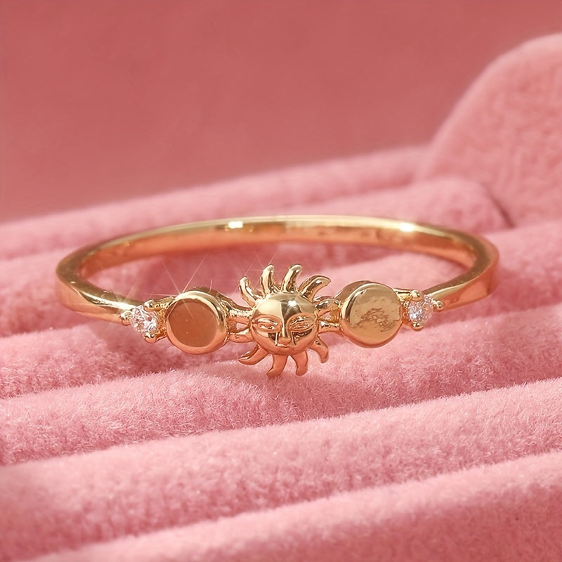 Vintage Style Half Moon Inlaid Zirconia Stackable Ring Set