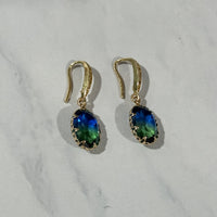Elegant Vintage Inspired Oval Green Crystal Drop Earrings