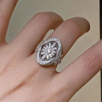 Elegant Vintage Sparkling Full Zirconia Sunflower Ring