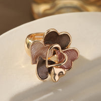 Bohemian Handmade Enamel Heart Shaped Gold Plated Rings