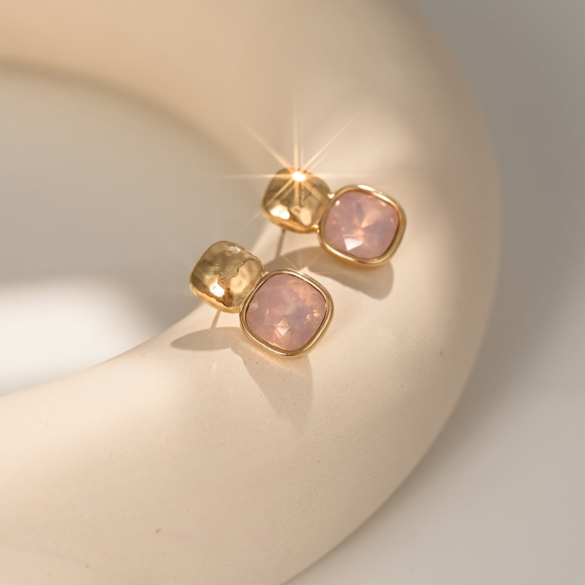 Elegant Geometric Gold Tone Square Earrings