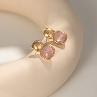 Elegant Geometric Gold Tone Square Earrings
