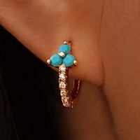 Retro Bohemian Style Synthetic Zirconia Blue Hoop Earrings