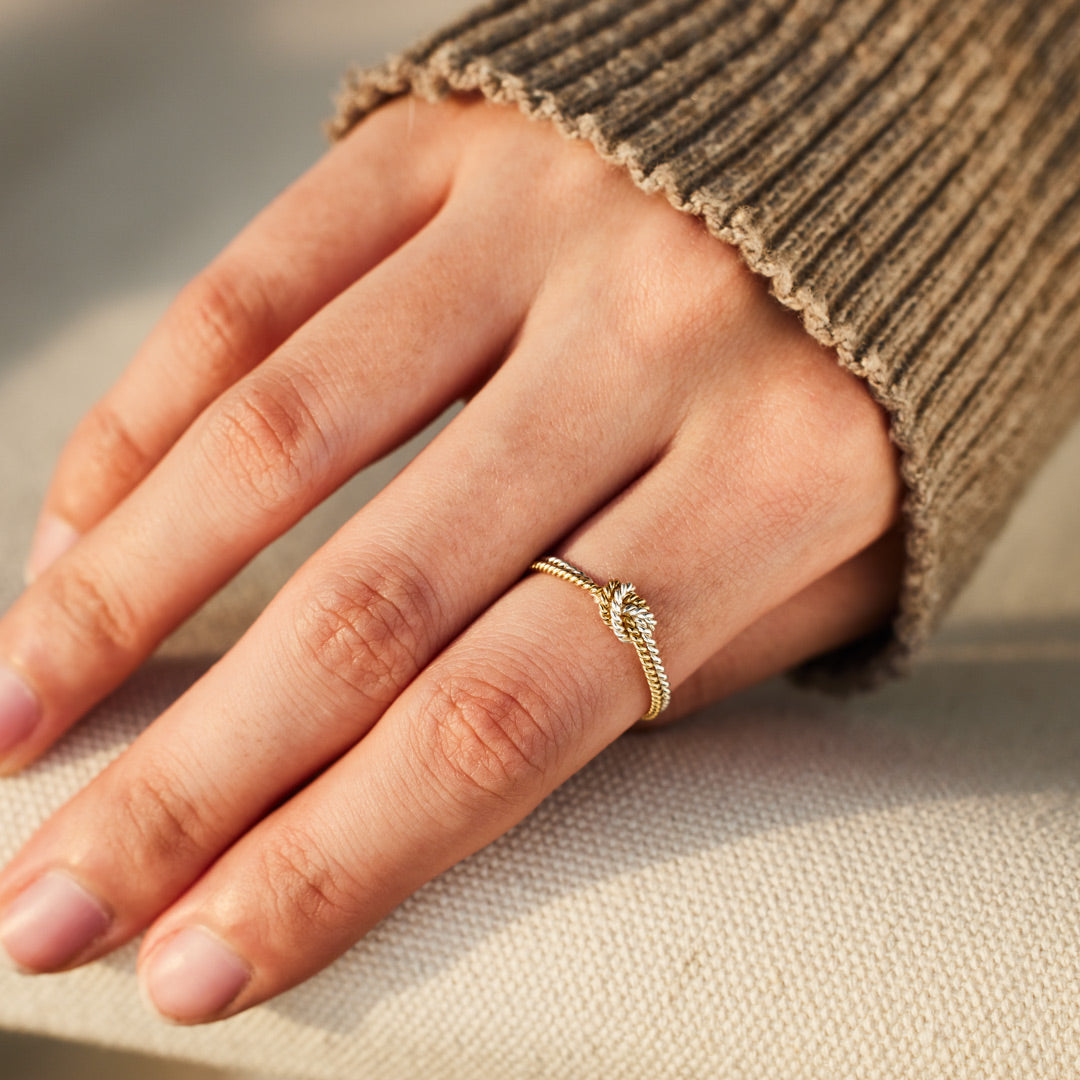 Handcrafted Mother & Daughter Bond Two Strand Knot Ring