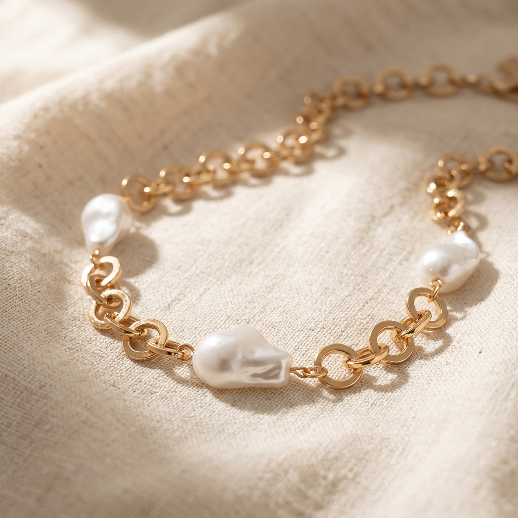 Classic Pearl Metal Pendant Necklace
