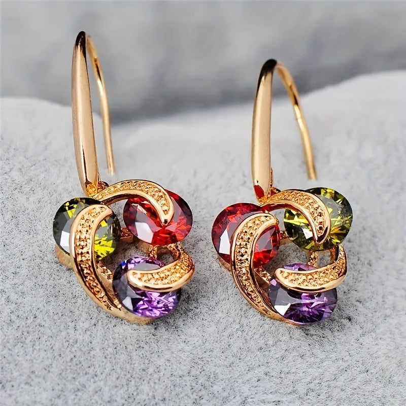 Vintage Style Colorful Zirconia Pendant Earrings