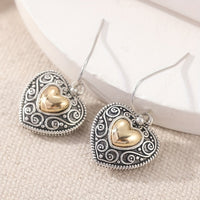 Vintage Heart-Shaped Filigree Drop Earrings