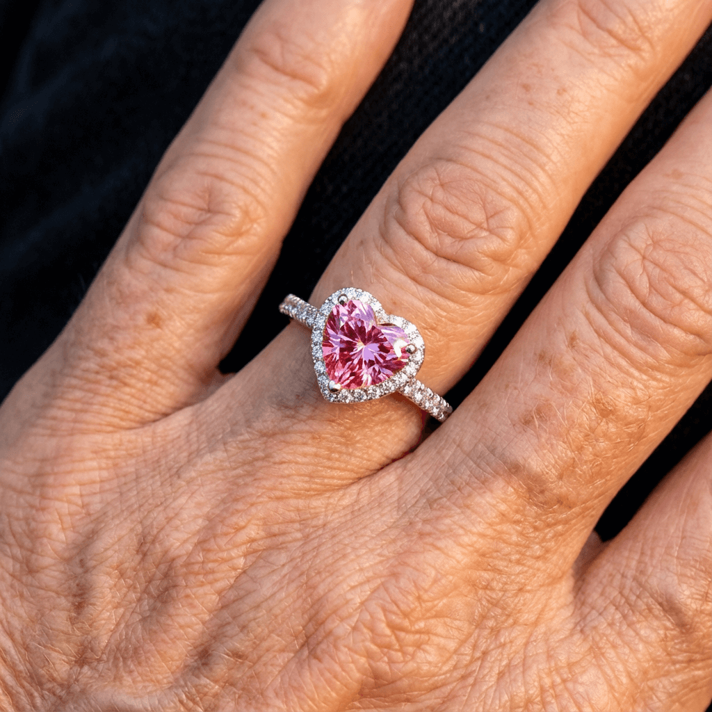 Ruby Halo Heart Ring