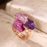 Bohemian Enamel Geometrical Irregular Square Ring