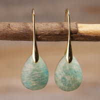 Elegant Natural Stone Amazonite Teardrop Earrings