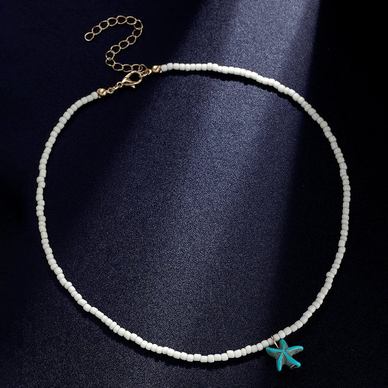 Chic Bohemian Turquoise Starfish Necklace