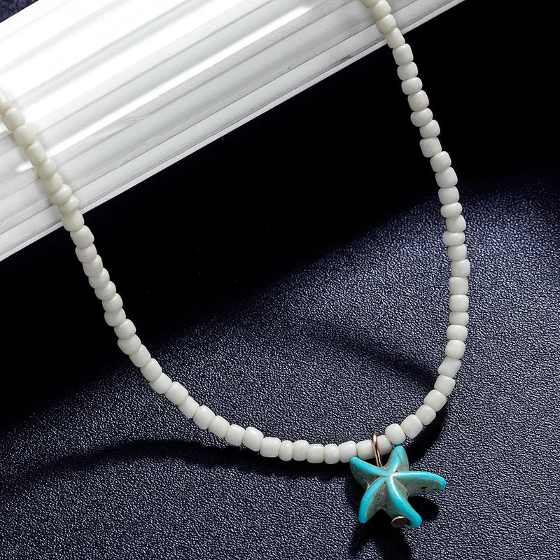 Chic Bohemian Turquoise Starfish Necklace