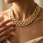 Chunky Gold Rope Texture Chain Link Necklace