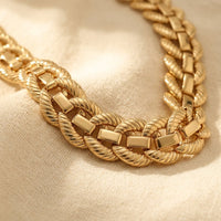 Chunky Gold Rope Texture Chain Link Necklace