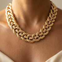 Chunky Gold Rope Texture Chain Link Necklace