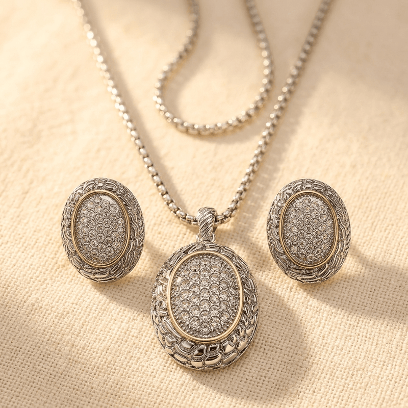 Copper Glass Geometric Jewelry Set