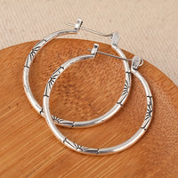 Vintage Artisan Floral Hoop Earrings