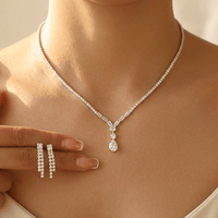 Drop Pendant Necklace Earrings Jewelry Set