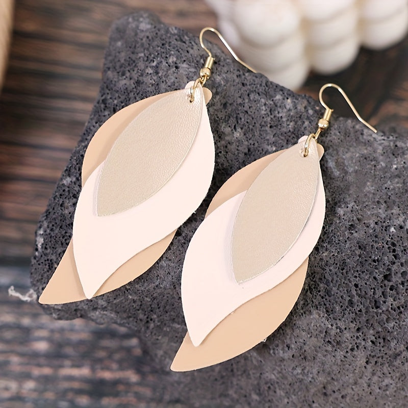 Vintage Layered Ivory Petal Lightweight Drop Earrings