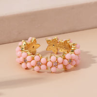 Vintage Beaded Cluster Zirconia Inlaid Geometric Round Ring