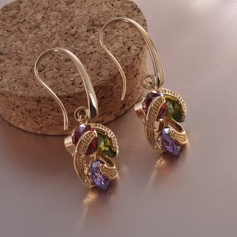 Vintage Style Colorful Zirconia Pendant Earrings