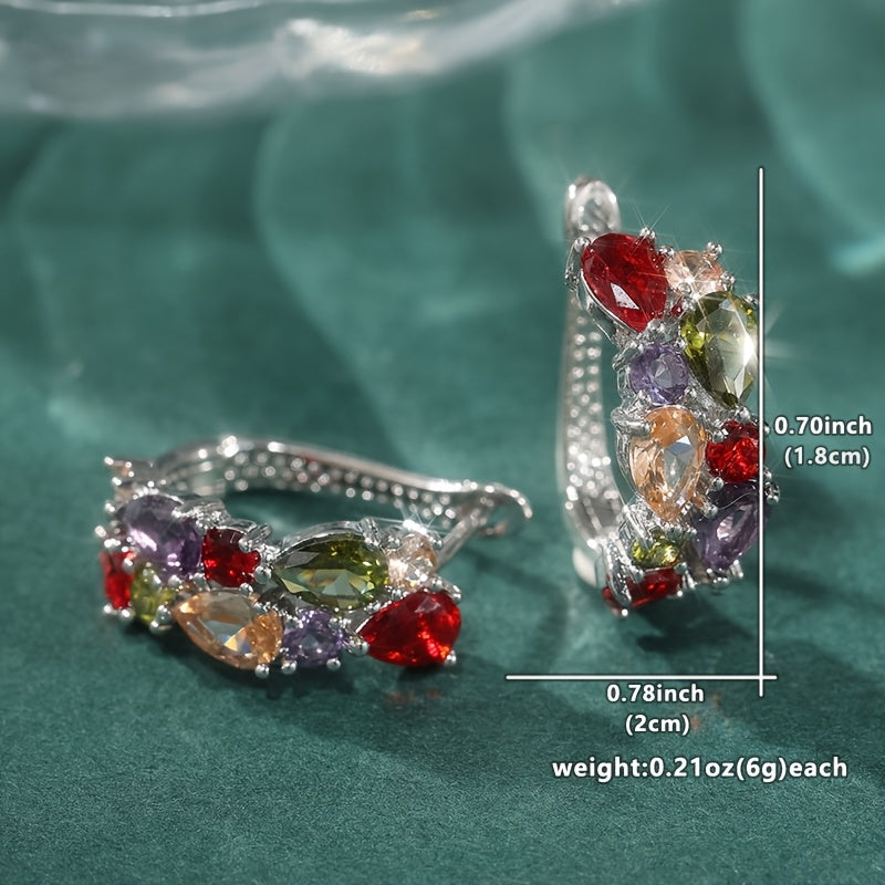 Elegant Multi Colored Zirconia Teardrop Shape Earrings