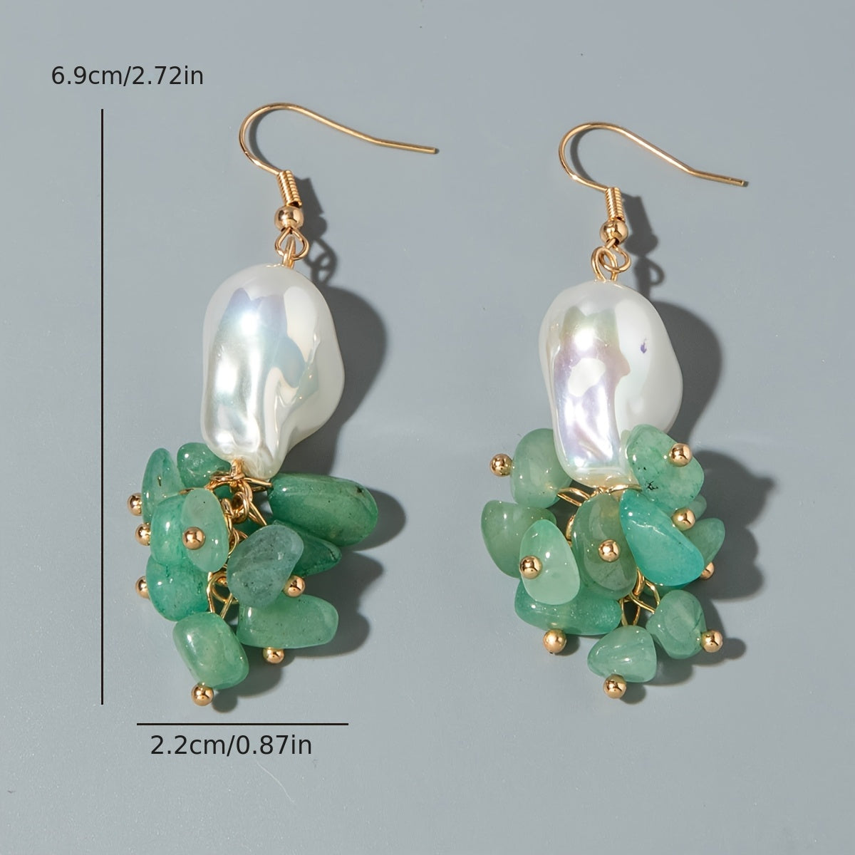 Bohemian Green Bead Drop Cluster Earrings
