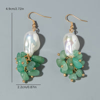 Bohemian Green Bead Drop Cluster Earrings