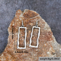 Vintage Gothic Hollow Geometric Long Bar Pendant Earrings