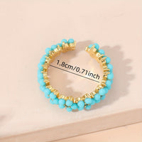 Vintage Beaded Cluster Zirconia Inlaid Geometric Round Ring