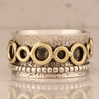 Retro Two-Tone Copper and Silver Multi-Circle Ring