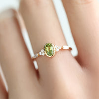 Vintage Oval Green Zirconia & Diamond Accent Gold Plated Ring