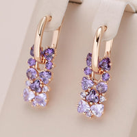 Elegant Purple Zirconia Gold Plated Dangle Earrings