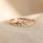 Delicate Leaf Cubic Zirconia Gold Wedding Ring