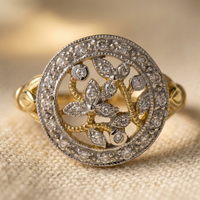 Two Tone Floral Cluster Zirconia Ring