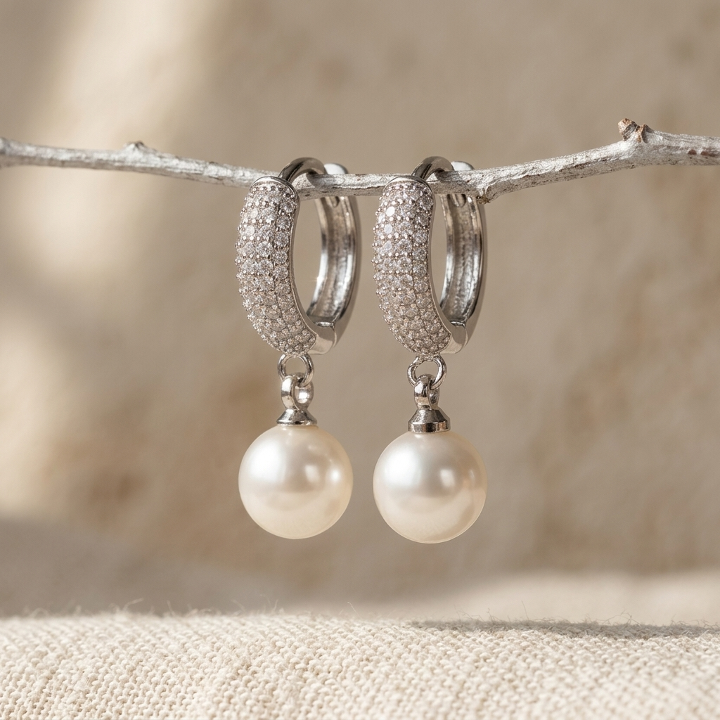 Bridal Zirconia Hoop Dangle Earrings
