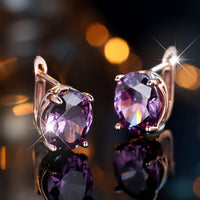 Elegant Boho Style Purple Cubic Zirconia Drop Earrings