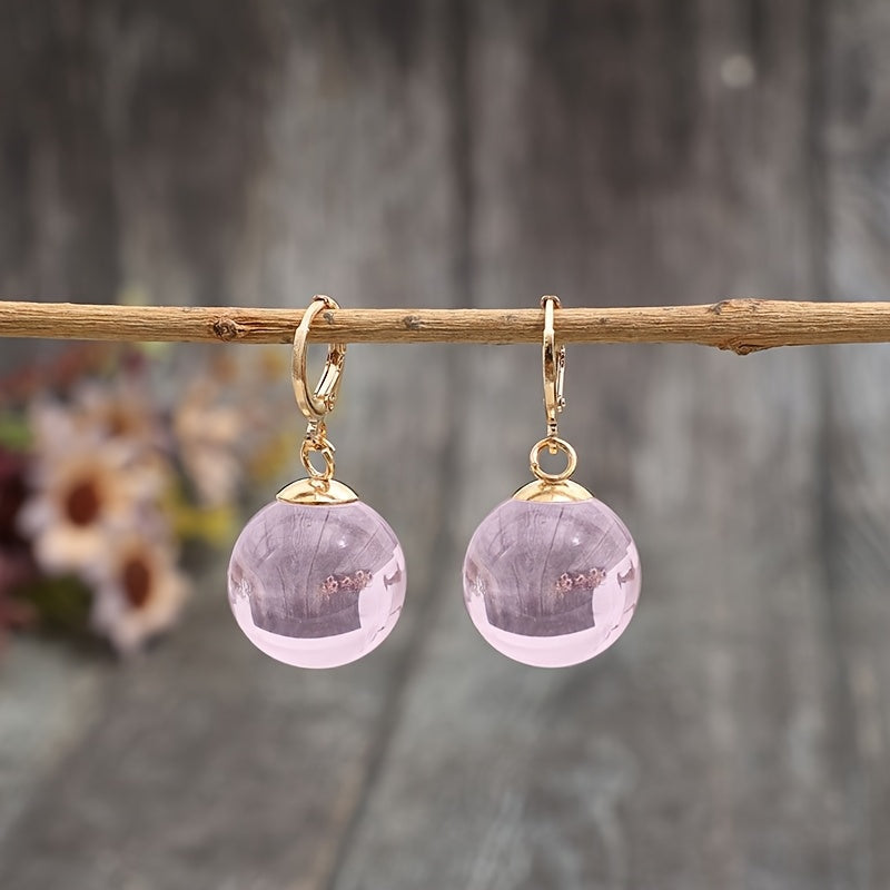 Minimalist Round Glass Pendant Dangle Earrings