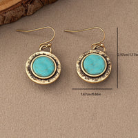 Bohemian Minimalist Turquoise Round Drop Earrings