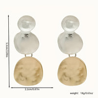 Geometric Two-Tone Hammered Disc Drop Earrings
