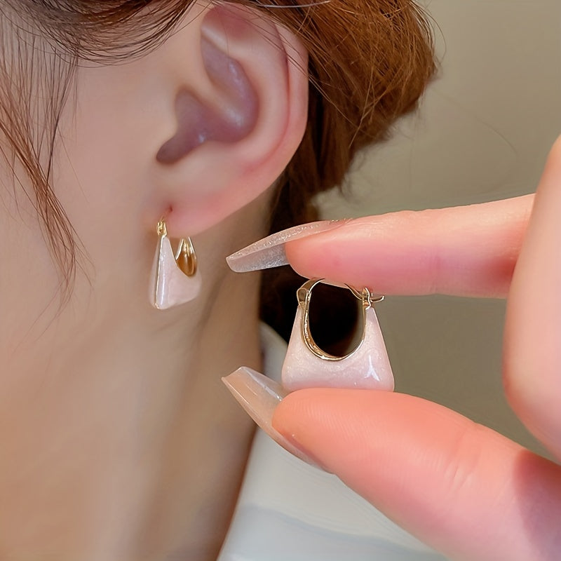 Elegant Retro Style Handbag Design Enamel Hoop Earrings