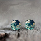 Great Wave Art Stud Earrings